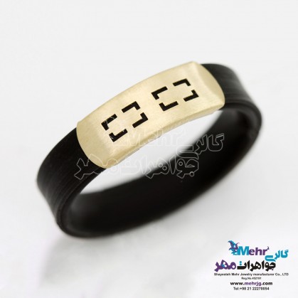 Gold and leather ring-MR0229